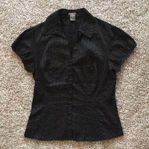 Ann Taylor Puff Sleeve button down with Polka Dots